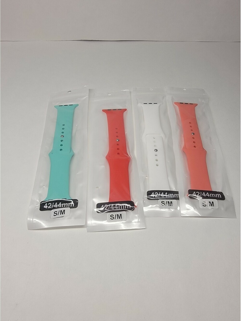 4 Pack- Silicone Band Strap for Apple Watch Series 1/2/3/4/5/6 (42mm/44mm) S/M
